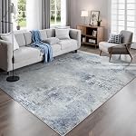 Abstract Washable Rug 5x7 Grey,Modern Low Pile Carpet for Living Room, Bedroom, Dining Room, Playroom,Soft Non-Slip Neutral Indoor Area Rug,Thin Tapis Salon