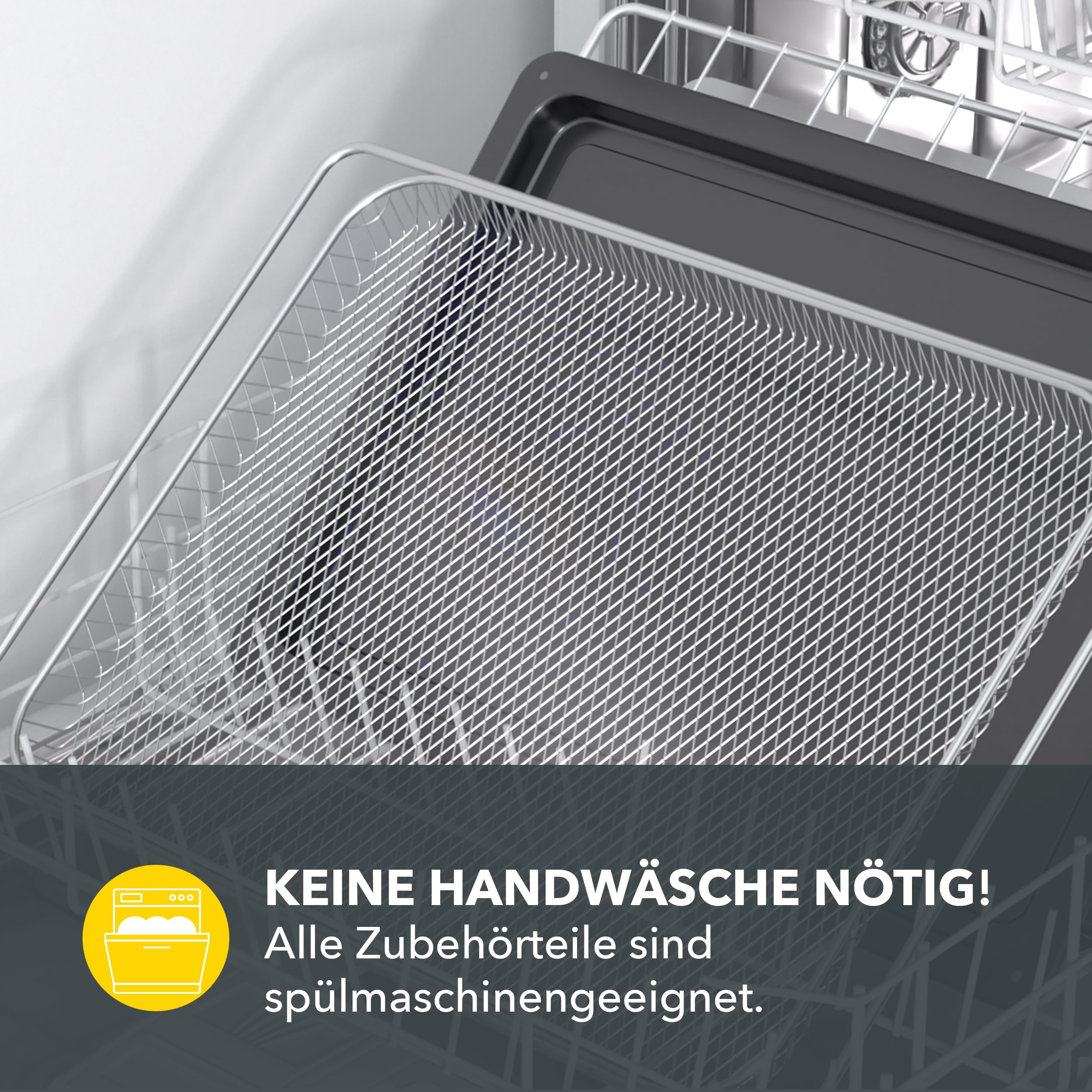 Heinrich´s Minibackofen mit Umluft 60L - Backofen klein mit Drehspieß, Airfryer-Einsatz inkl. Timer, Innenraumbeleuchtung, 100-230 °C, mit großem Sichtfenster, inkl. Zubehör, schwarz, 2000W