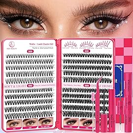 Waltz Lash Clusters Kit - Lash Clusters Lashes D Curl Eyelash Clusters 30D40D50D60D Fluffy Natural Lash Extension Kit with Bond and Seal 0.07MM False Eyelashes DIY at Home