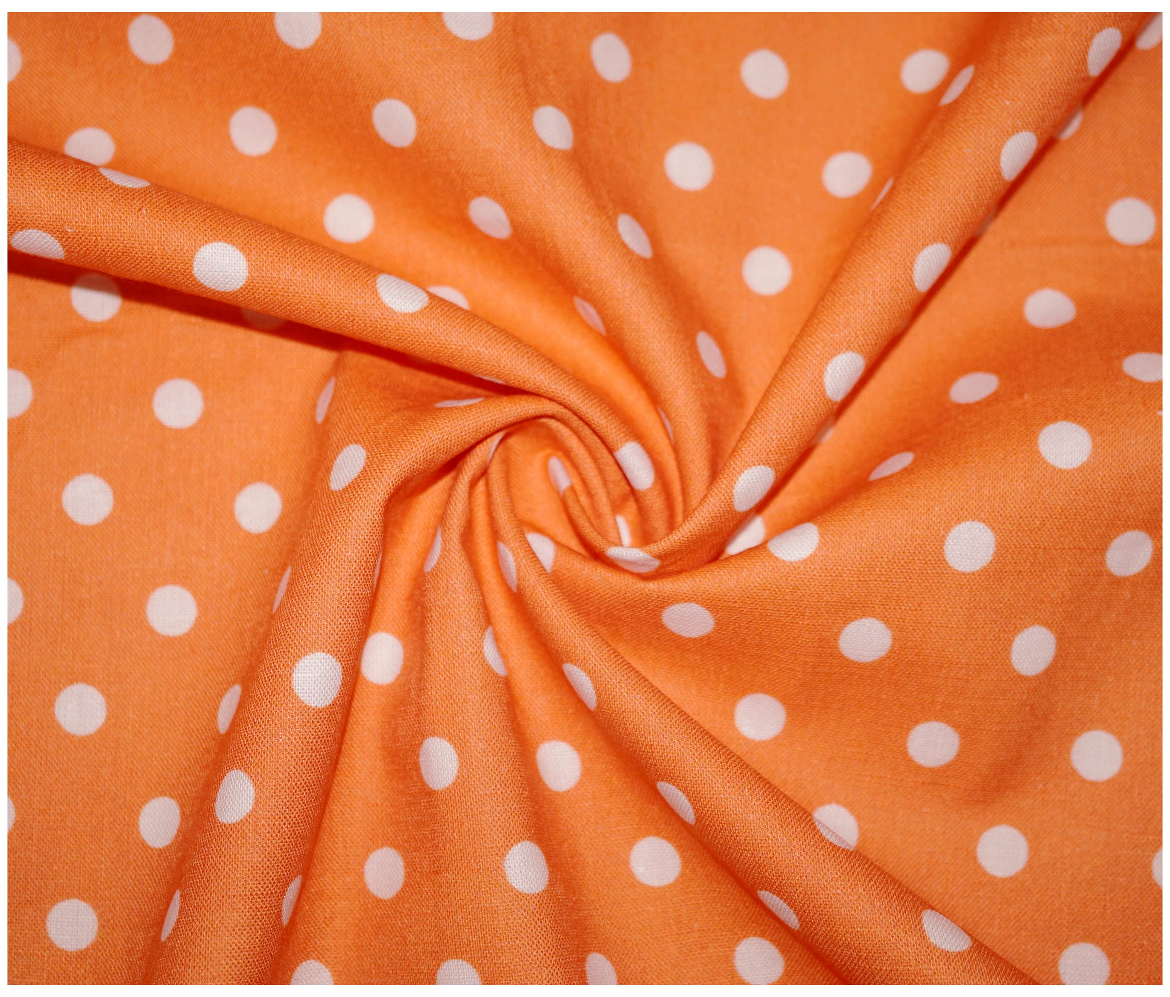 100% Cotton 8mm Small Polka Dot Spot Dotty Poplin Fabric Sewing Arts & Crafts Dressmaking in 13 Colours (3 Metre (300 x 140cm), Orange)