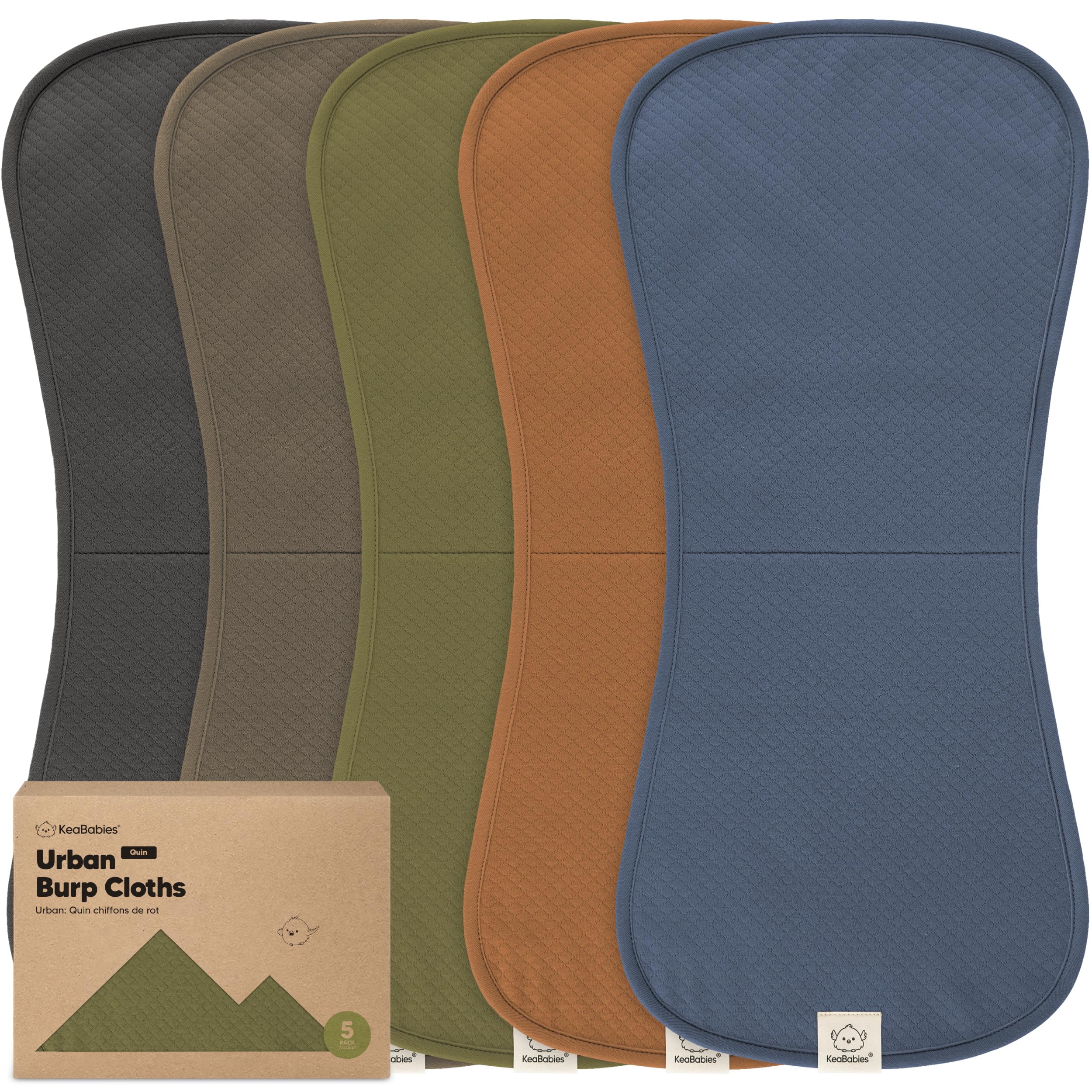 KeaBabies 5-Pack Organic Burp Cloths Baby Girl, Boy - Extra Large, Absorbent Baby Burp Cloths, Soft Burping Cloths for Babies, Newborn Burp Clothes, Cotton Burp Rags, Neutral Thick Burp Cloth (Basic)