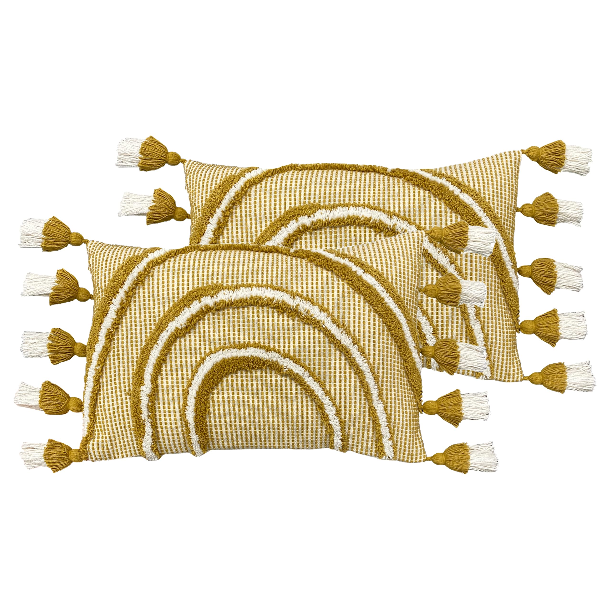 furn. Rainbow Tuft Feather Filled Cushions Twin Pack
