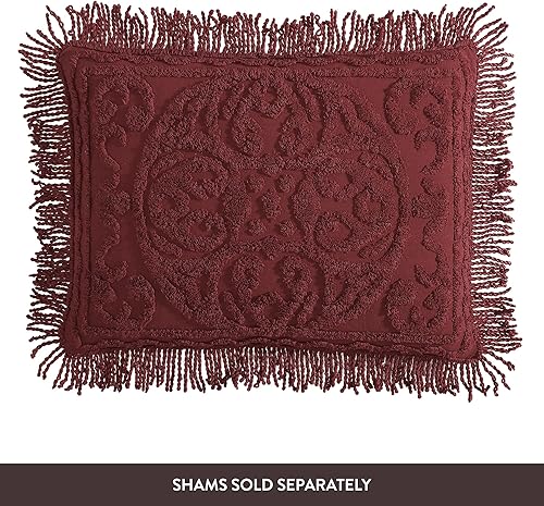 Miniatura 4 de Beatrice Home Fashions - Colcha de felpilla con diseño de medallón, tamaño King, color borgoña