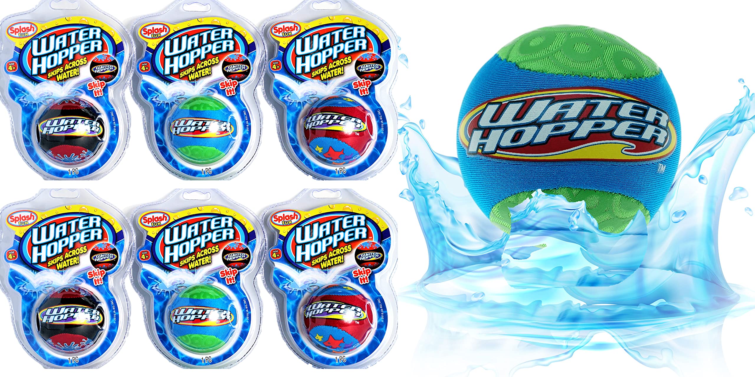 JA-RUPro Hopper Skip Water Bouncing Ball Professional Fidget Skip Ball Pool Bounce Balls Toys. Skipping Beach Ball. Outdoor Game Party Favor Pool Toy for Kids and Adults 880