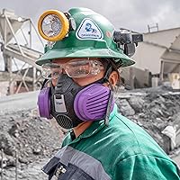 Vista 3 de Dräger X-plore 3500 half-face respirator mask with P100 particle filters against smoke particles from wildfire