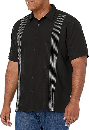 Cubavera Men's Striped Panel Dobby Short Sleeve Button-Down Shirt (Size Small - 5X Big & Tall)