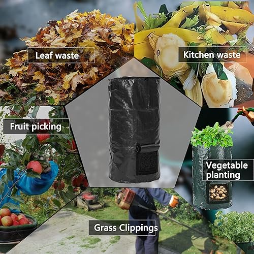 Miniatura 4 de Bolsas de compost de 34 galones, bolsas de compost de jardín para botes de basura de jardín y patio (negro, 1 unidad)