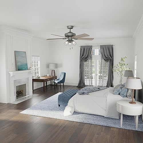 Miniatura 3 de Hunter Fan Company 52534 Crestfield - Ventilador de techo, 052, plateado mate