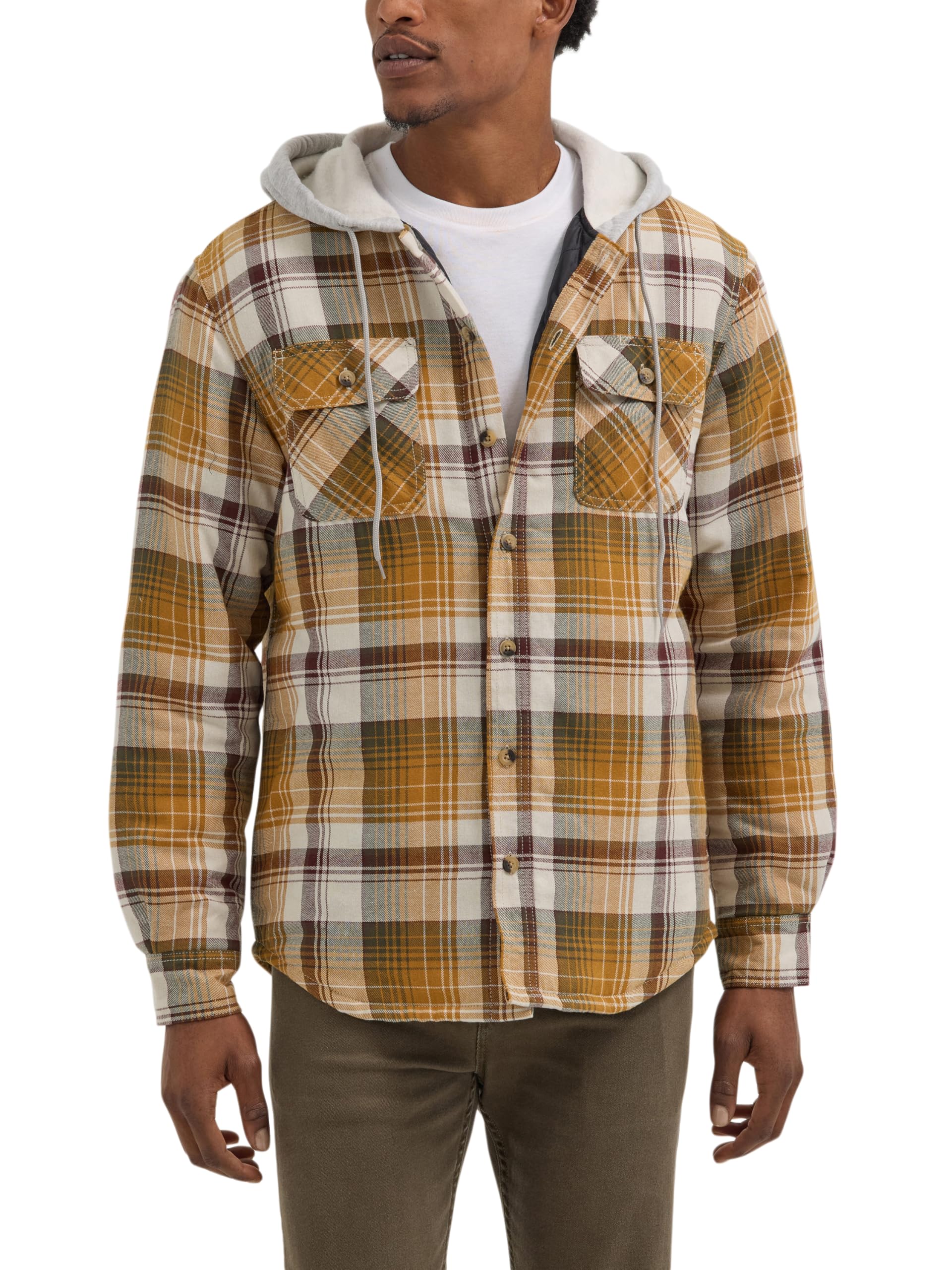 Wrangler Authentics mens Authentics Long Sleeve Quilted Lined Flannel Shirt JacketButton Down Shirt