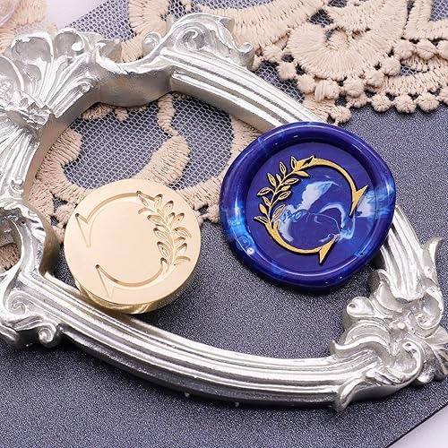 Miniatura 5 de SWANGSA Sello de cera con letra inicial del alfabeto C, sello de sellado de letras botánicas elegantes vintage para invitación de fiesta de boda,