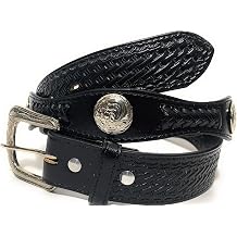 EL CHARRO Mens Concho Western Leather Belt Braided Cowboy Rodeo Belt