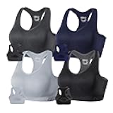 Racerback Sports Bras for Women - Padded Seamless Support Bra for Yoga Gym Workout Fitness