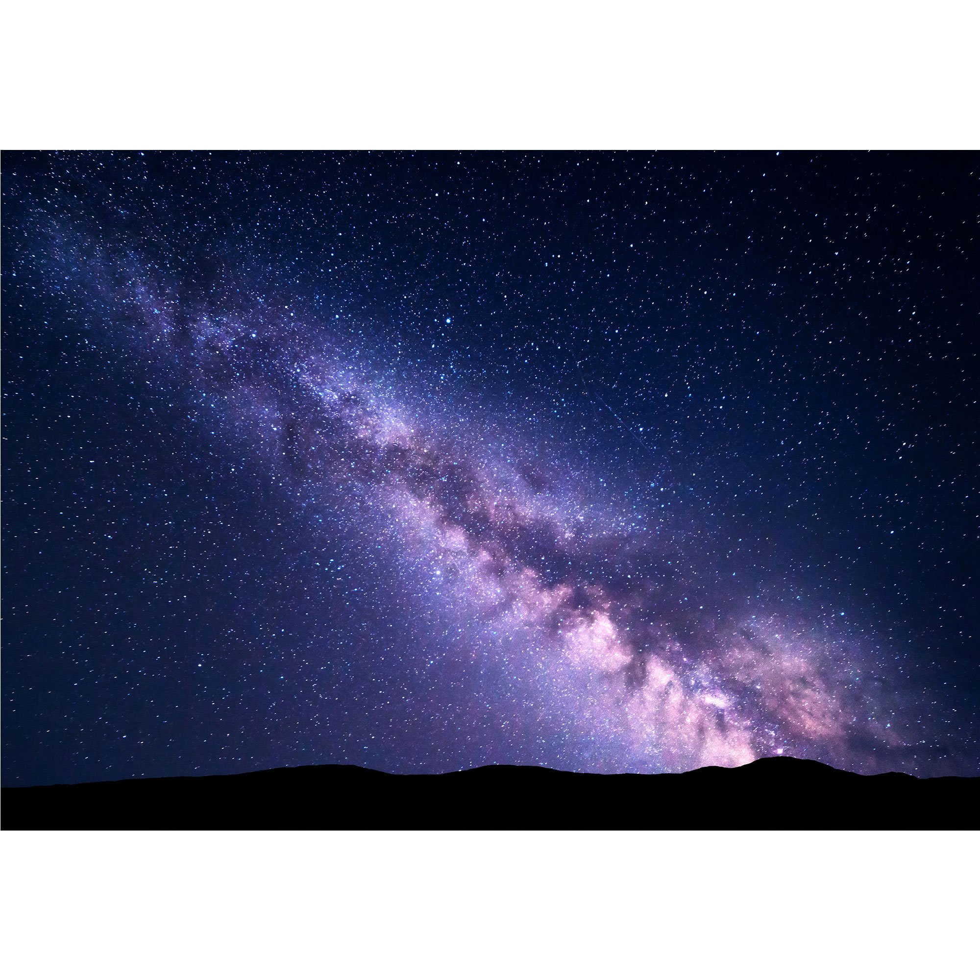 wall26 - Landscape with Purple Milky Way. Night Sky with Stars and