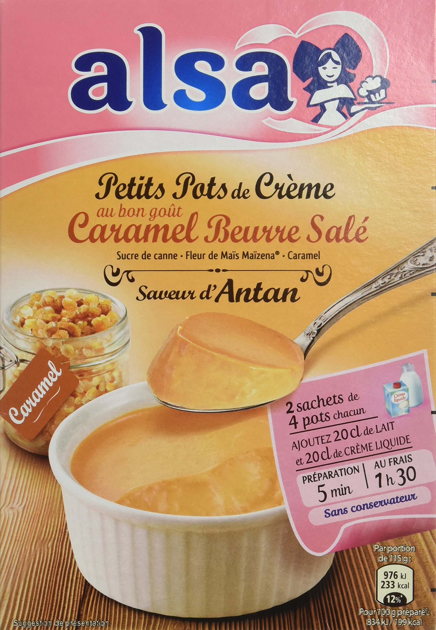 Alsa Préparation Crème dessert Caramel Saveur d'Antan 2 Sachets 120g - Lot de 4
