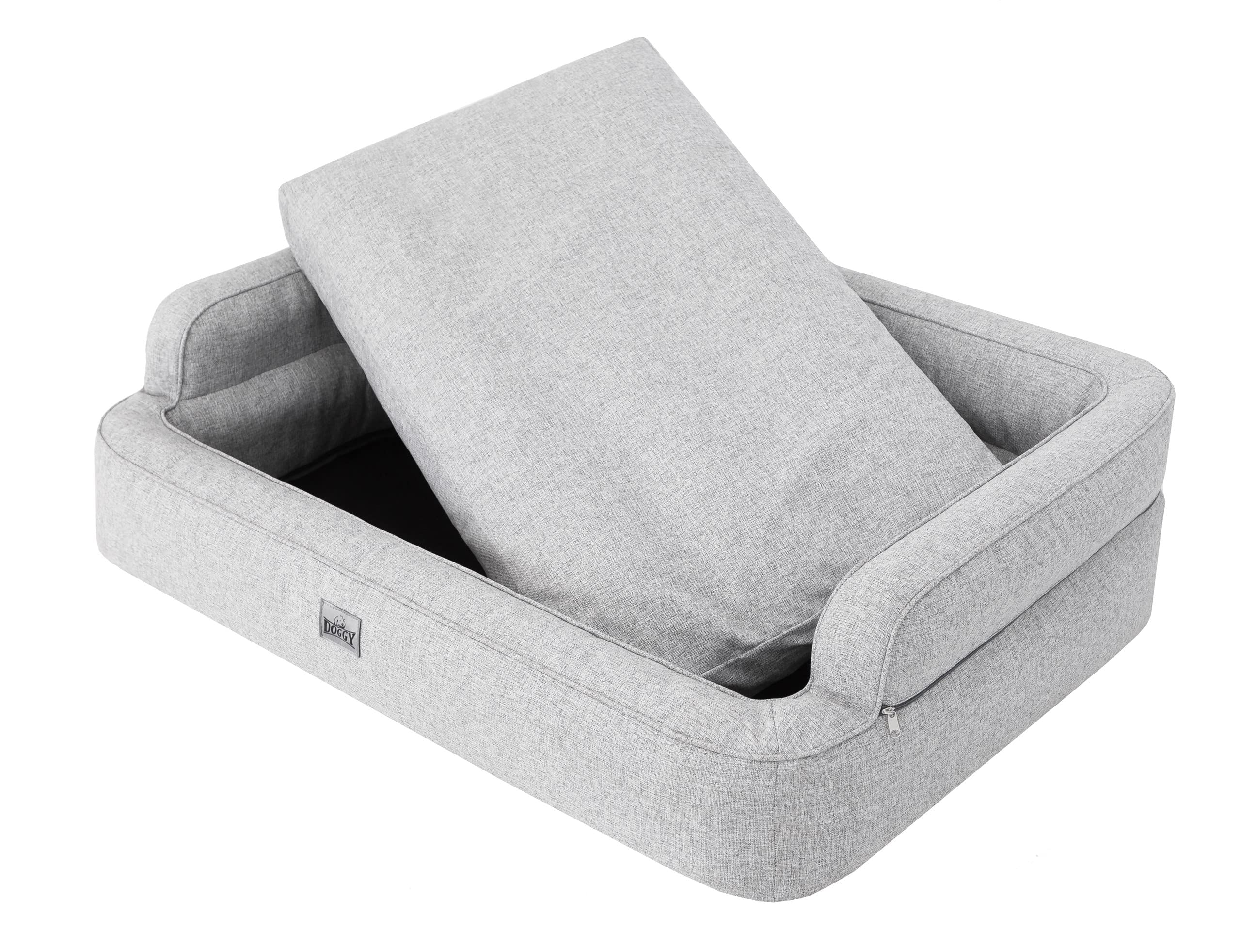 DOGGY Cuccia per cani e gatti, con rivestimento rimovibile, per cani, XL, 96 x 62 cm, cenere