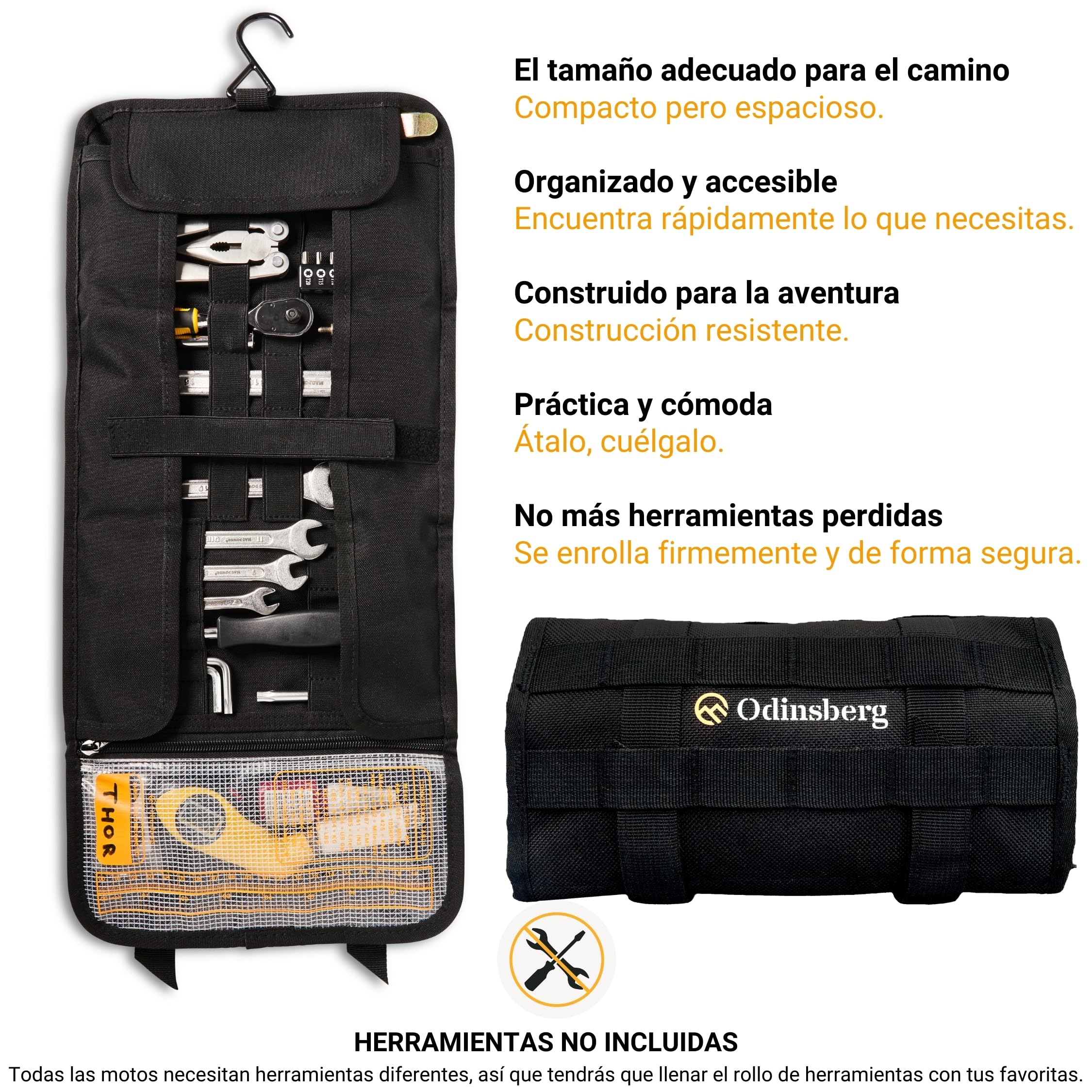 ODINSBERG Bolsa Herramientas Moto Enrollable Tool Roll - Herramientas NO Incluidas - Estuche Organizador Herramientas Bolso Porta Herramientas Moto para Motos Enduro MX - Kit Portaherramientas Vacia