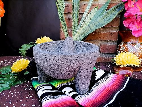 Miniatura 2 de Molcajete bowl. Mexican mortar. 8 inch diameter. Volcanic stone.