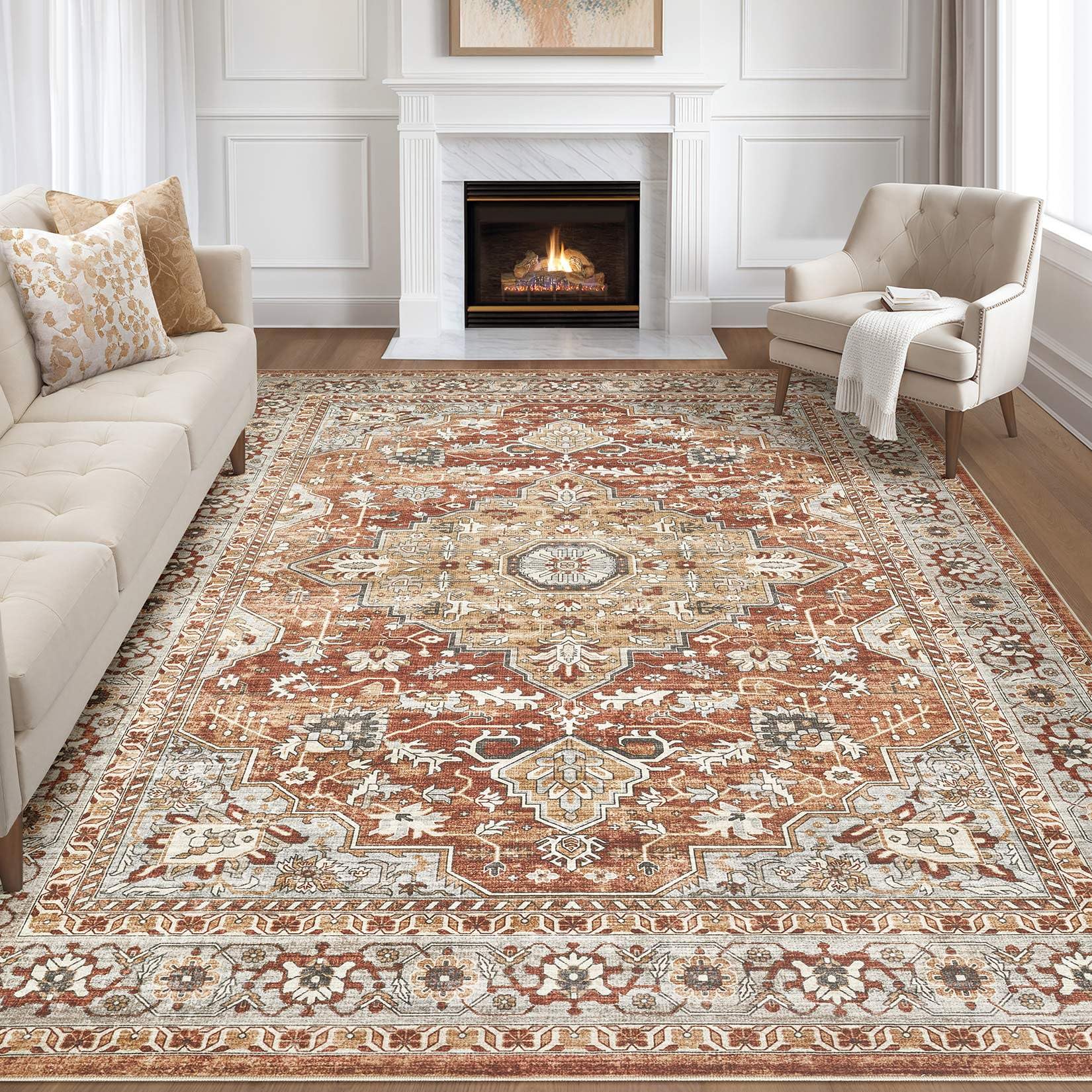Amazon.com: 9x12 Area Rug Living Room: Machine Washable Boho Large