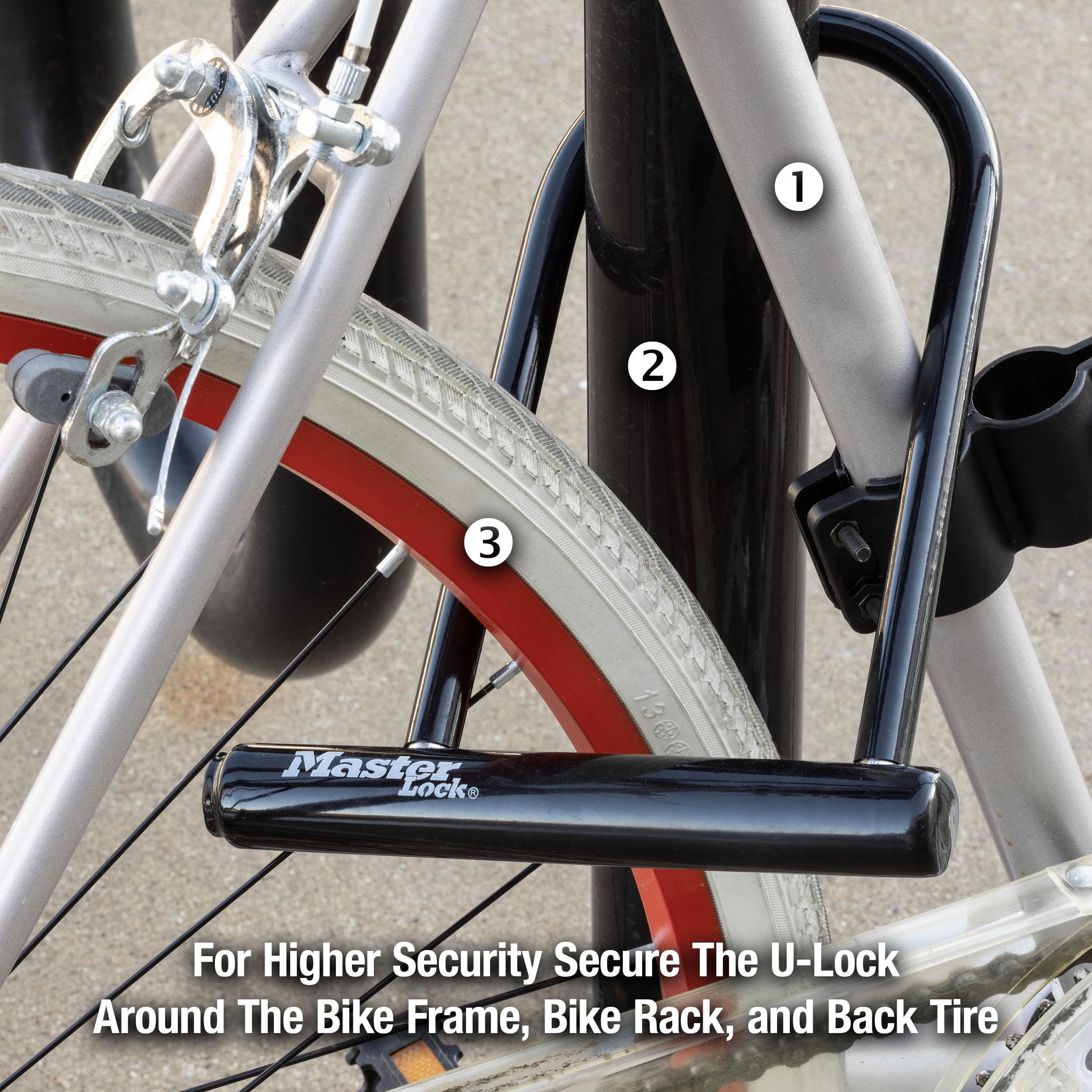 Master Lock U-Lock Antivol pour vélo avec clé - Antivol en U pour vélo - Pour équipement extérieur - Noir