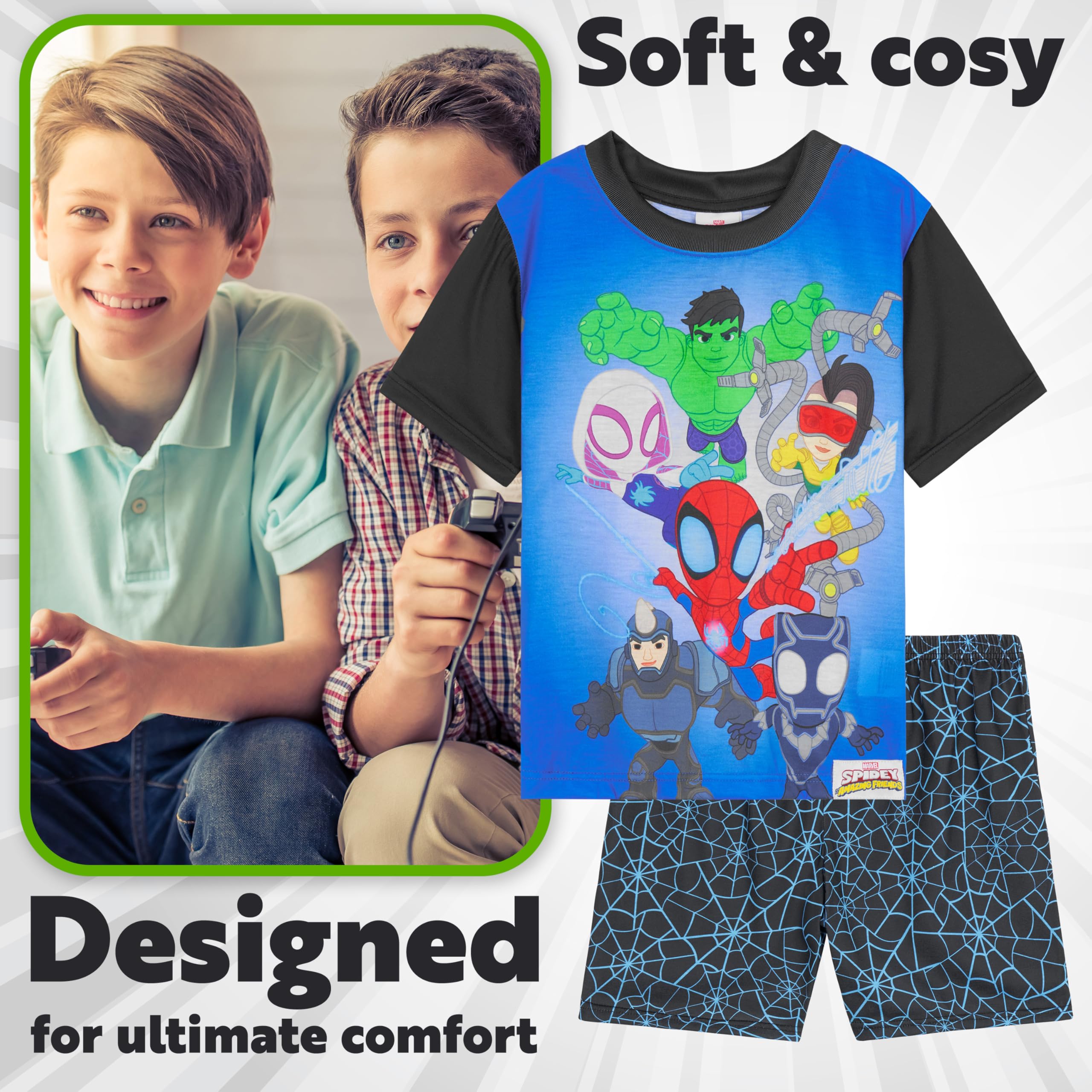 Marvel Avengers Spidey Pijama Niño Pack de 2 Manga Corta Ropa de Dormir