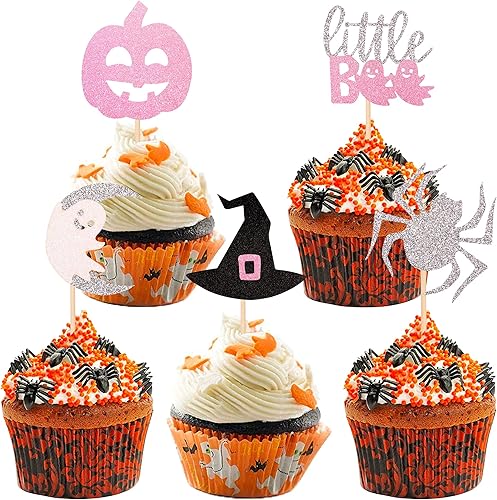 Miniatura 66 de 24 piezas de decoración de cupcakes temáticos de Halloween, espeluznante abucheo, fantasma, bruja, araña, murciélago, cupcakes, calabaza, rasgo