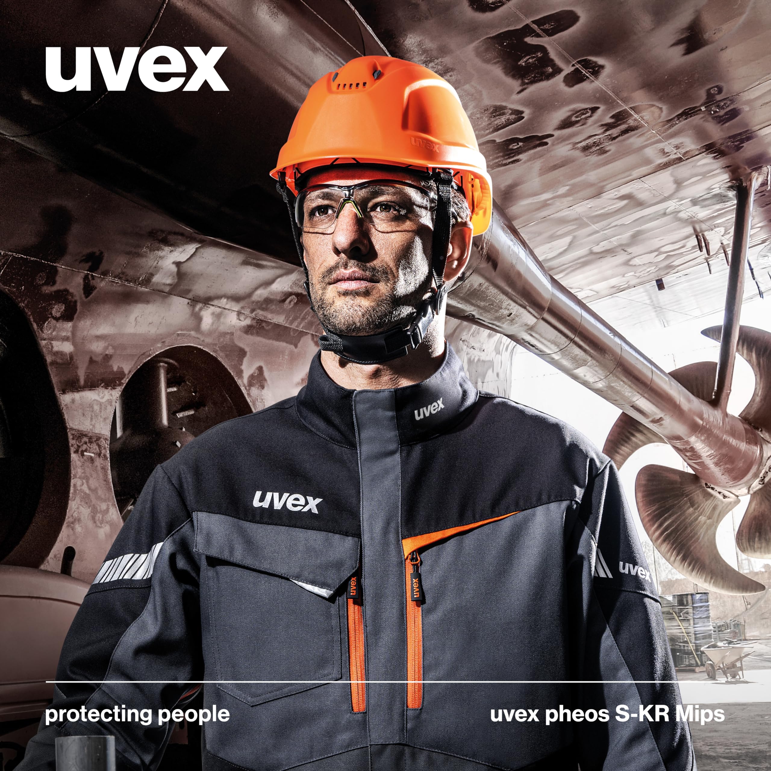 Casco Protector de Alta Visibilidad uvex pheos S-KR MIPS® Naranja, Talla única
