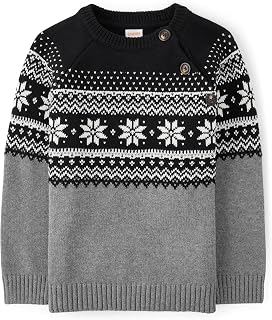 Boys and Toddler Long Sleeve Sweaters, Black Fairisle, 3T