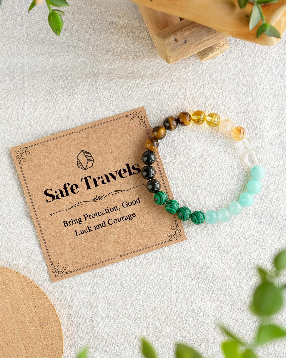Protection Natural Stone Bracelets, Safe Travels Gifts for Women with Quote Card - Image 6