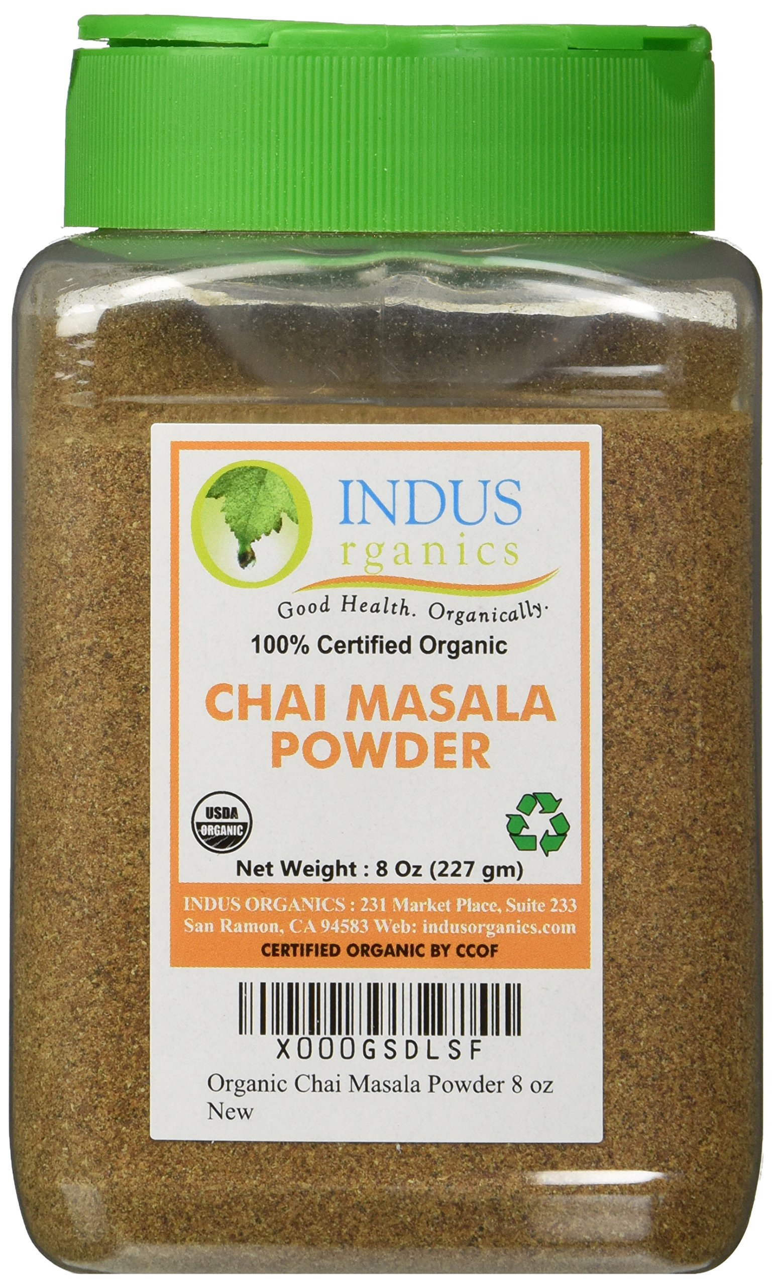 Indus Organics Authentic Indian Chai Masala Powder Spice Blend, 8 Oz Jar, Premium Quality, High Purity, Freshly Packed