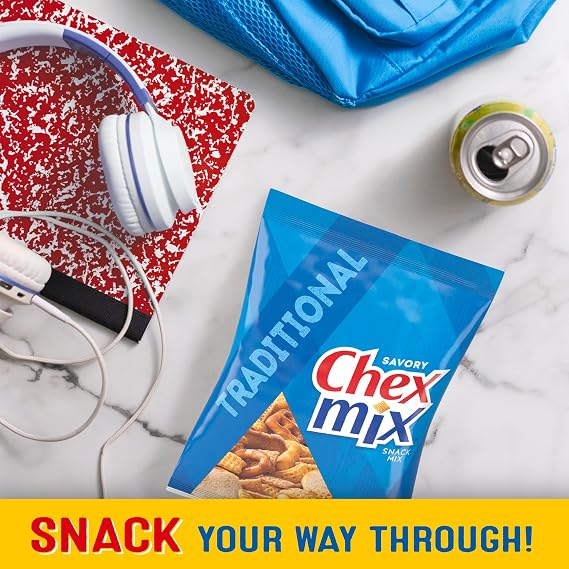 Chex Mix Snack Mix, Traditional, Single Serve Pouches, 36 Ct, 5.63 lb Case