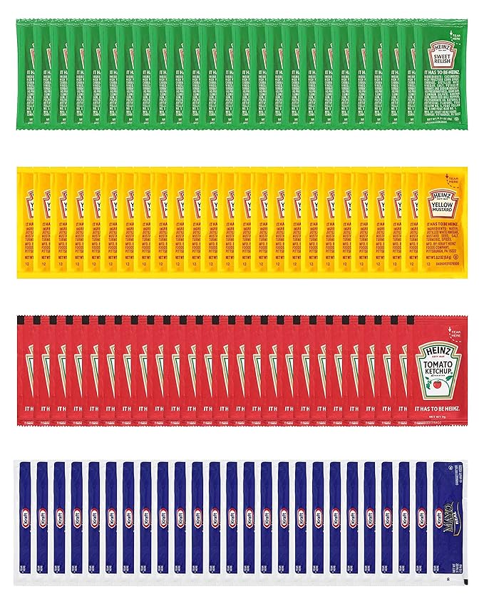 Condiment Packets On the Go, Ketchup, Mustard, Relish
