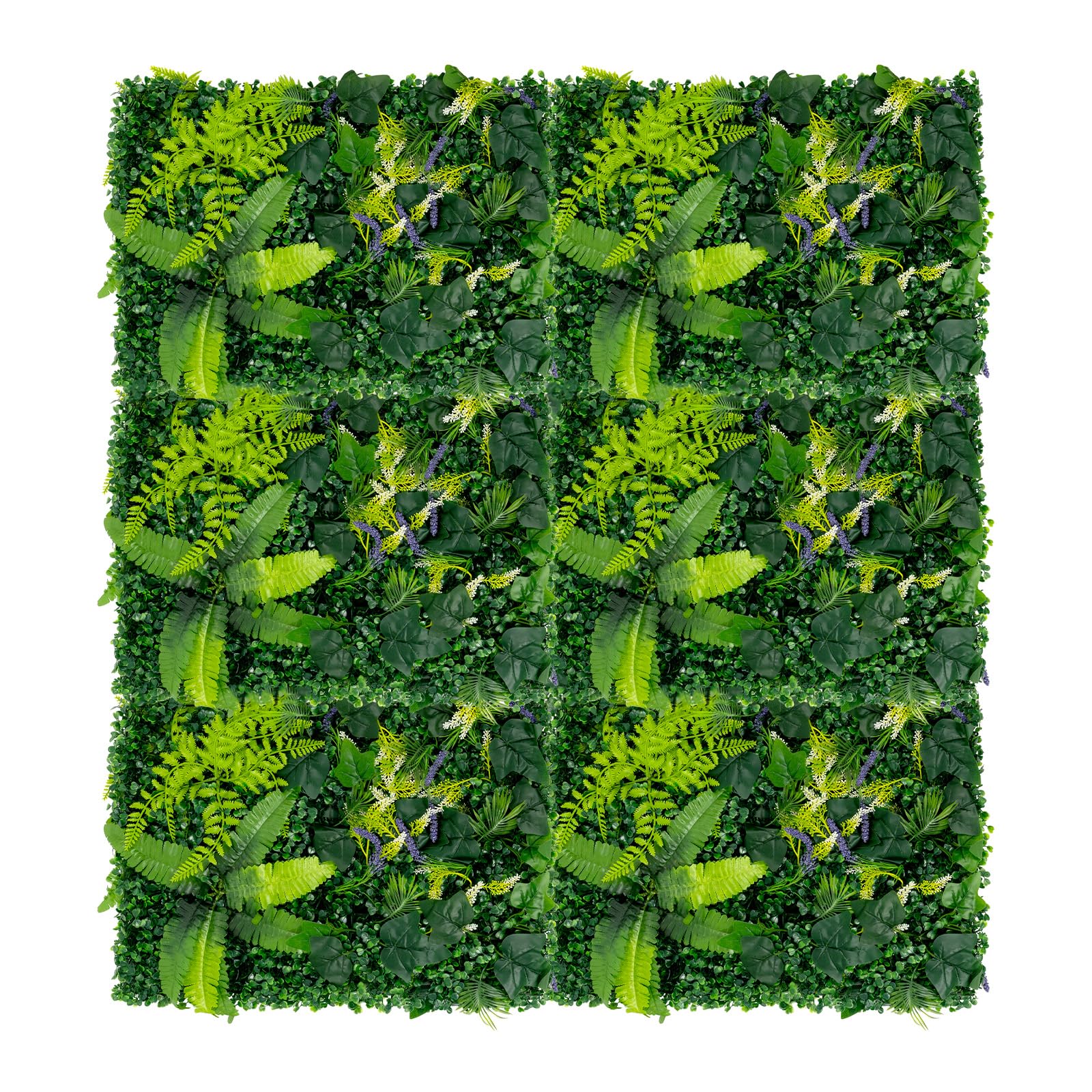 Pannello da parete, 6 pezzi, 60 x 40 cm, erba artificiale e lavanda, per giardino e balcone