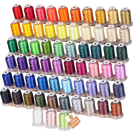 New brothreads 63 Colors 100% Polyester Machine Embroidery Thread 550yd with Thread Nets - Compatible for Home-Based Embroidery Sewing Machine
