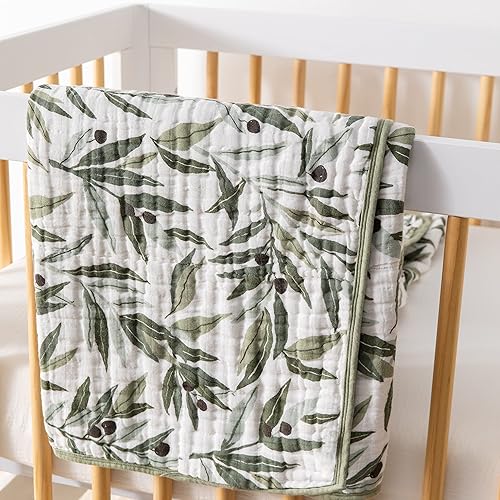 Miniatura 6 de Babyletto Edredón 100% algodón orgánico, certificado GOTS, 3 capas de muselina ultrasuave y transpirable, ramas de olivo