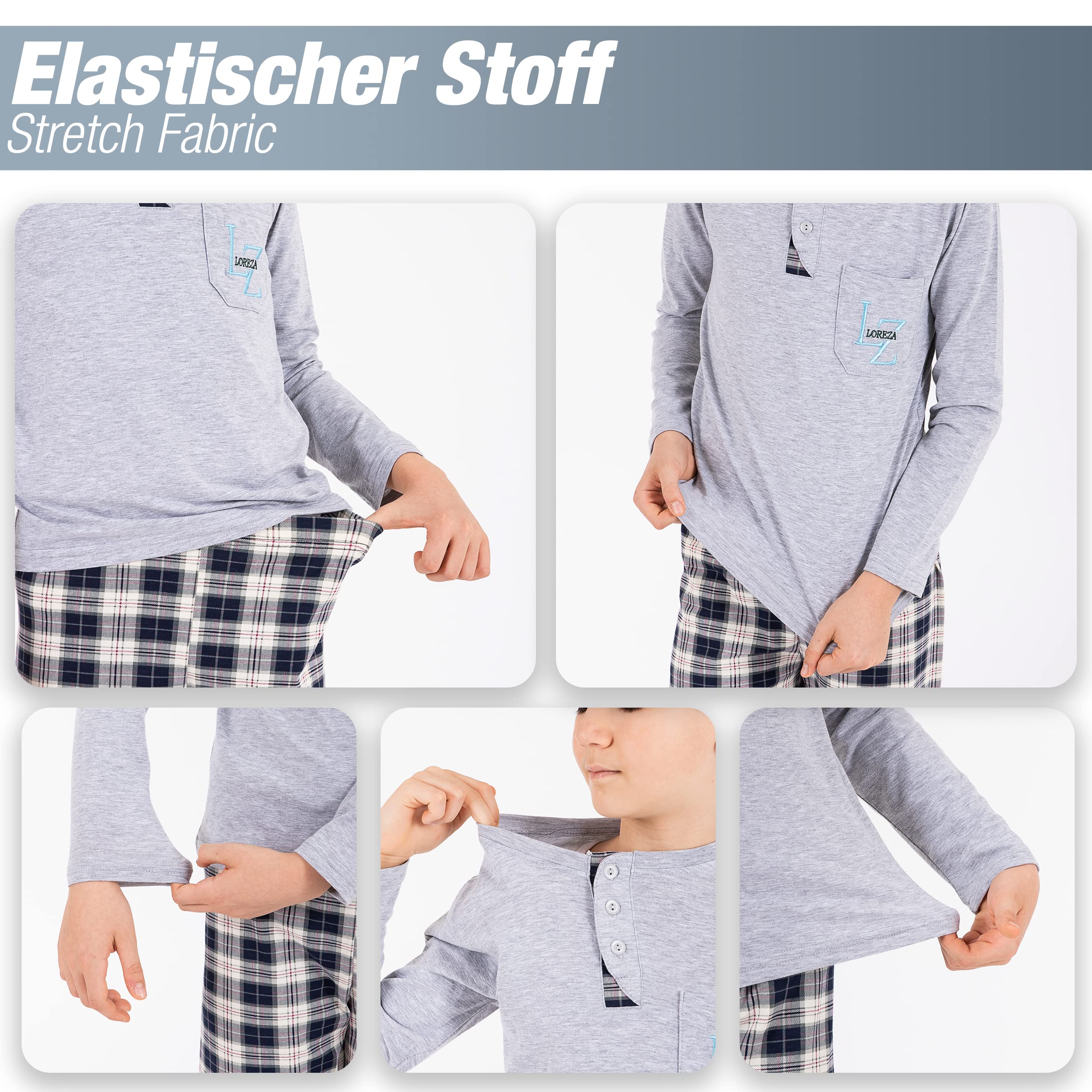 LOREZA ® Pijama para niños Conjunto de algodón de Manga Larga Pijama de Dos Piezas Traje de casa