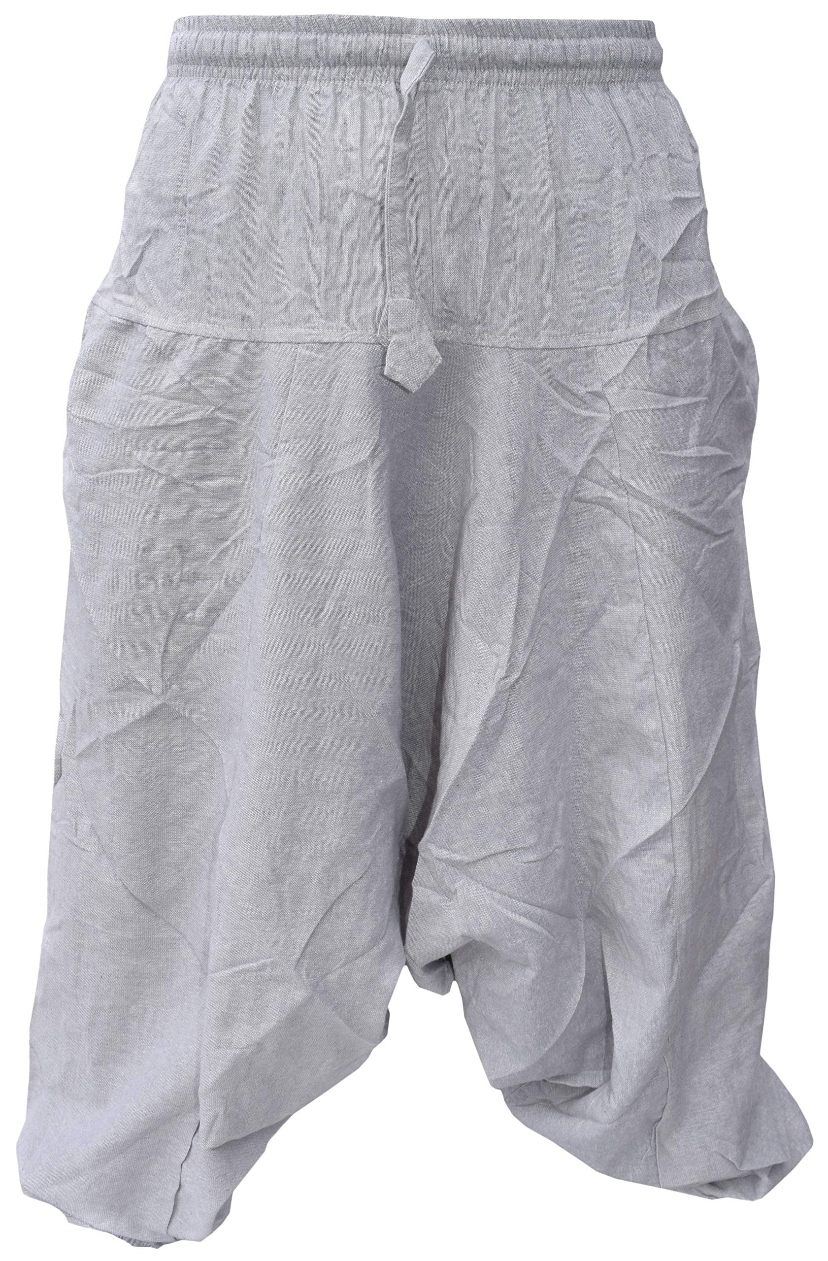Gheri Men's Cotton Hemp Harem Aladdin Genie Wide Crotch Ninja Pants Trousers Natural Hemp LXL