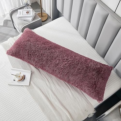 Miniatura 4 de JAUXIO Funda de almohada de cuerpo esponjoso de piel sintética, funda de almohada decorativa de felpa peluda, ultra suave y acogedora, cierre de