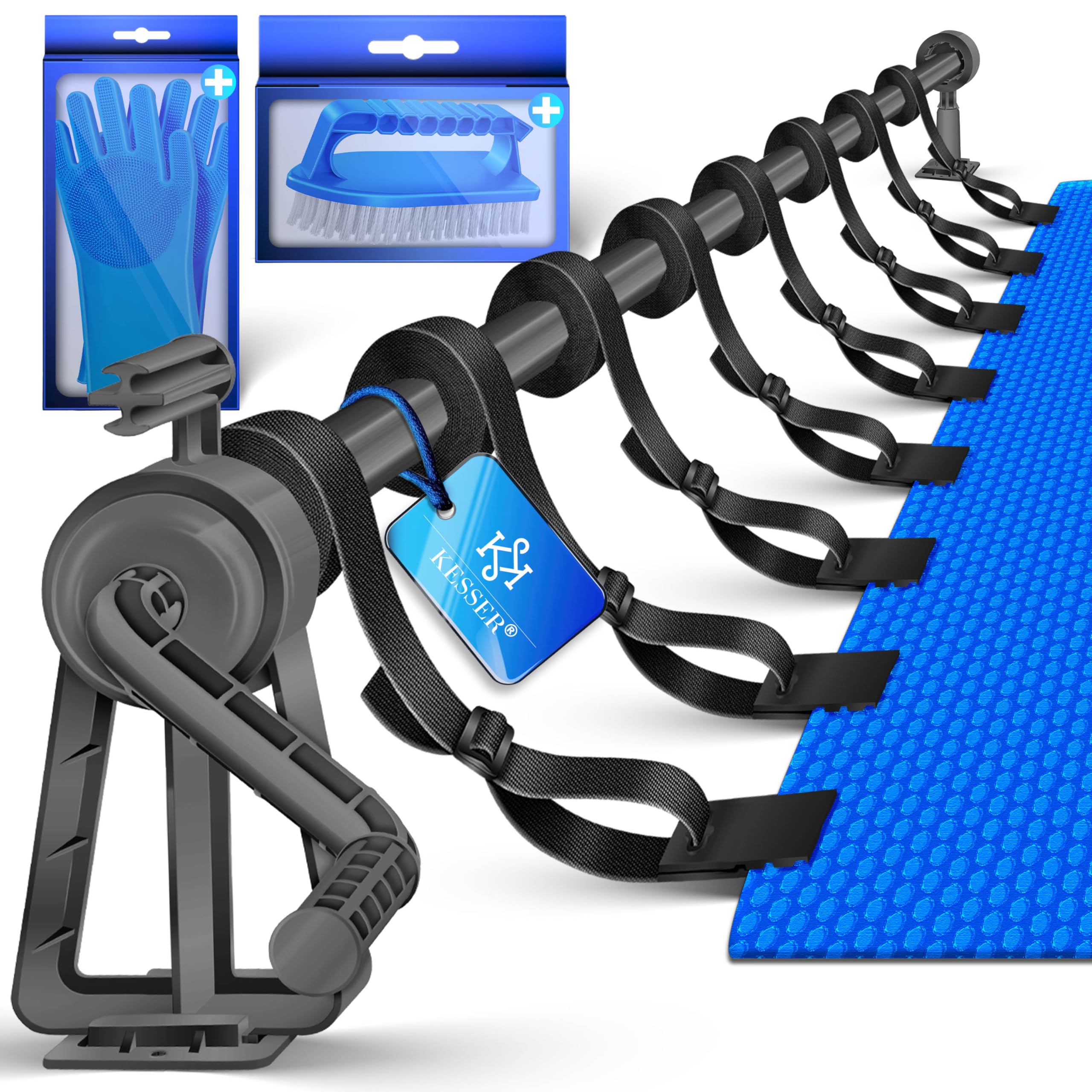 KESSER® Pool Aufroller Premium Aufrollsystem 1,05m - 6,15 m für Solarplane | mobiles Aufrollvorrichtung für Poolplane & Abdeckung inkl. Bänder, Bürste & Handschuhe | witterungsbeständiges Material