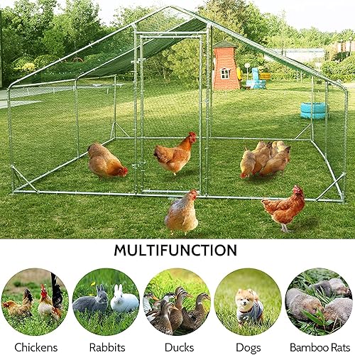 Miniatura 6 de Jaula grande de metal para gallinero de corral, gallinero resistente para patio, con cubierta impermeable y anti-UV para uso en granja al aire libre