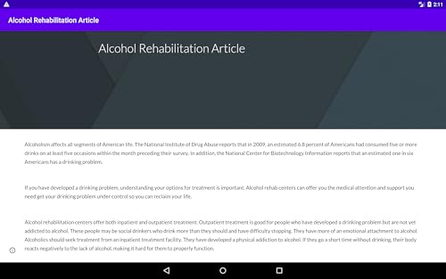 Alcohol Rehabilitation Article