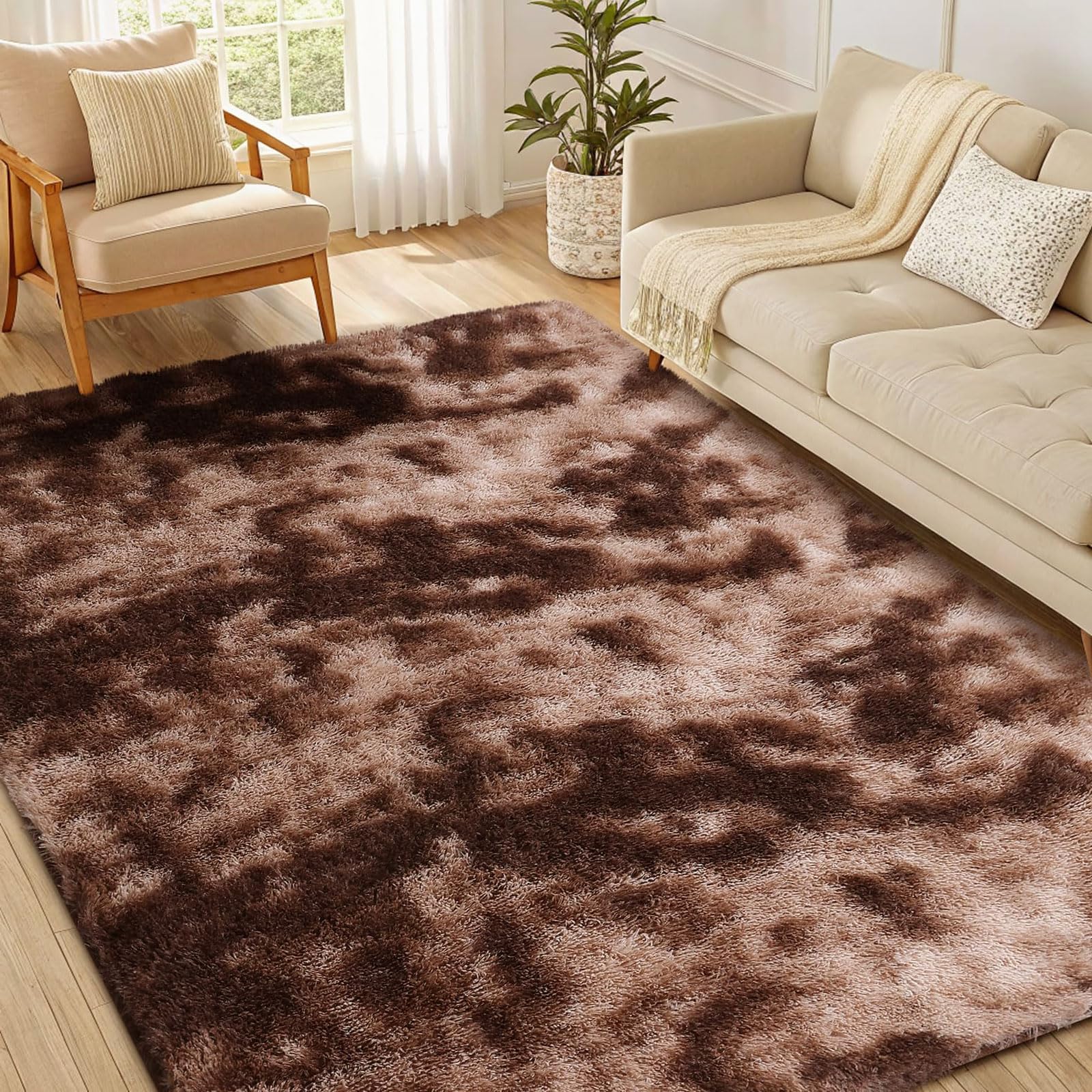 Tapis de salon shaggy doux marron 60x310 cm pour un couloir cosy