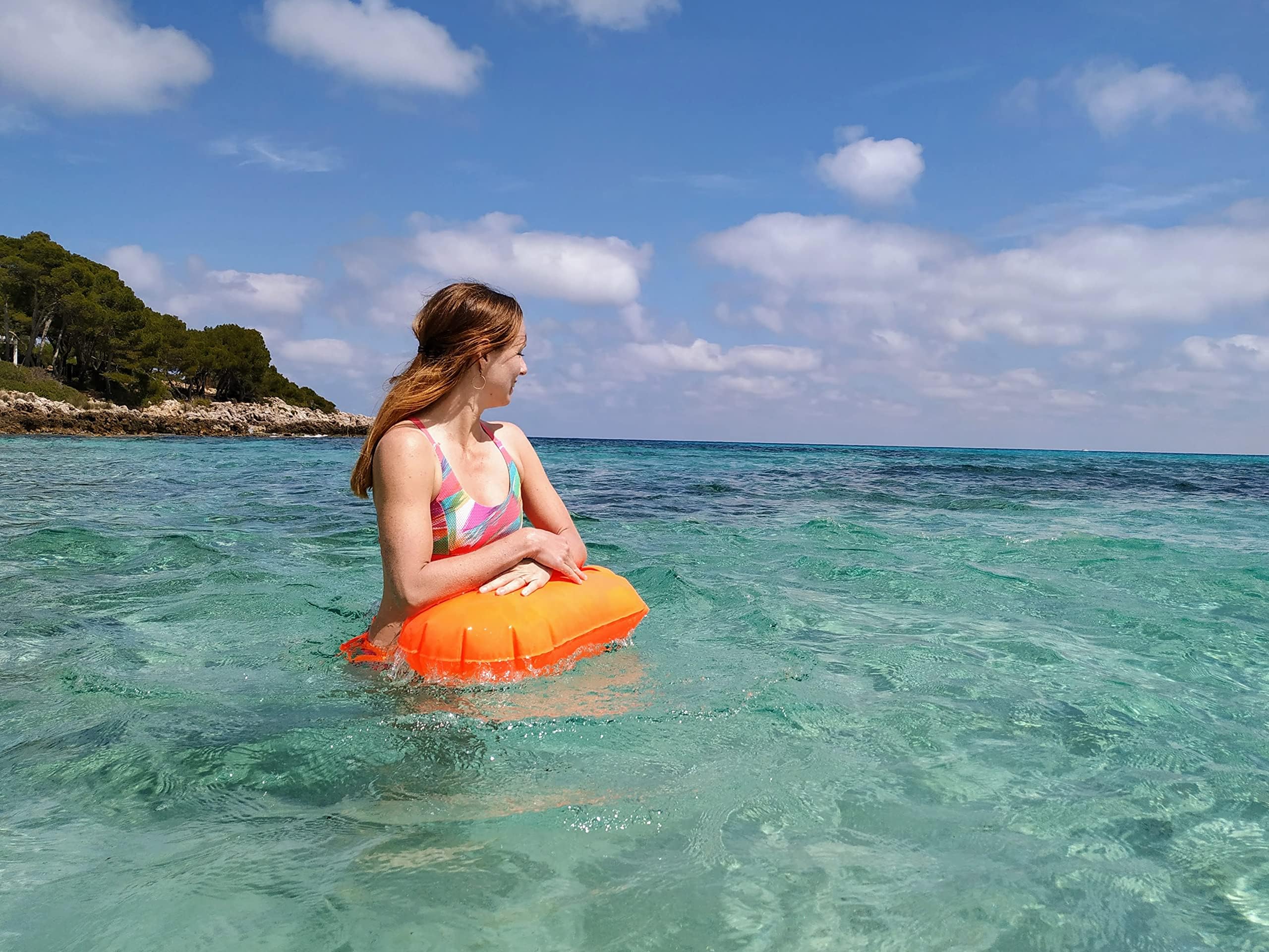Boa gonfiabile per nuoto arancione & Sacca stagna – Sicurezza durante il nuoto, in acque libere e per il triathlon. Boa galleggiante, Swim Buoy Bubble