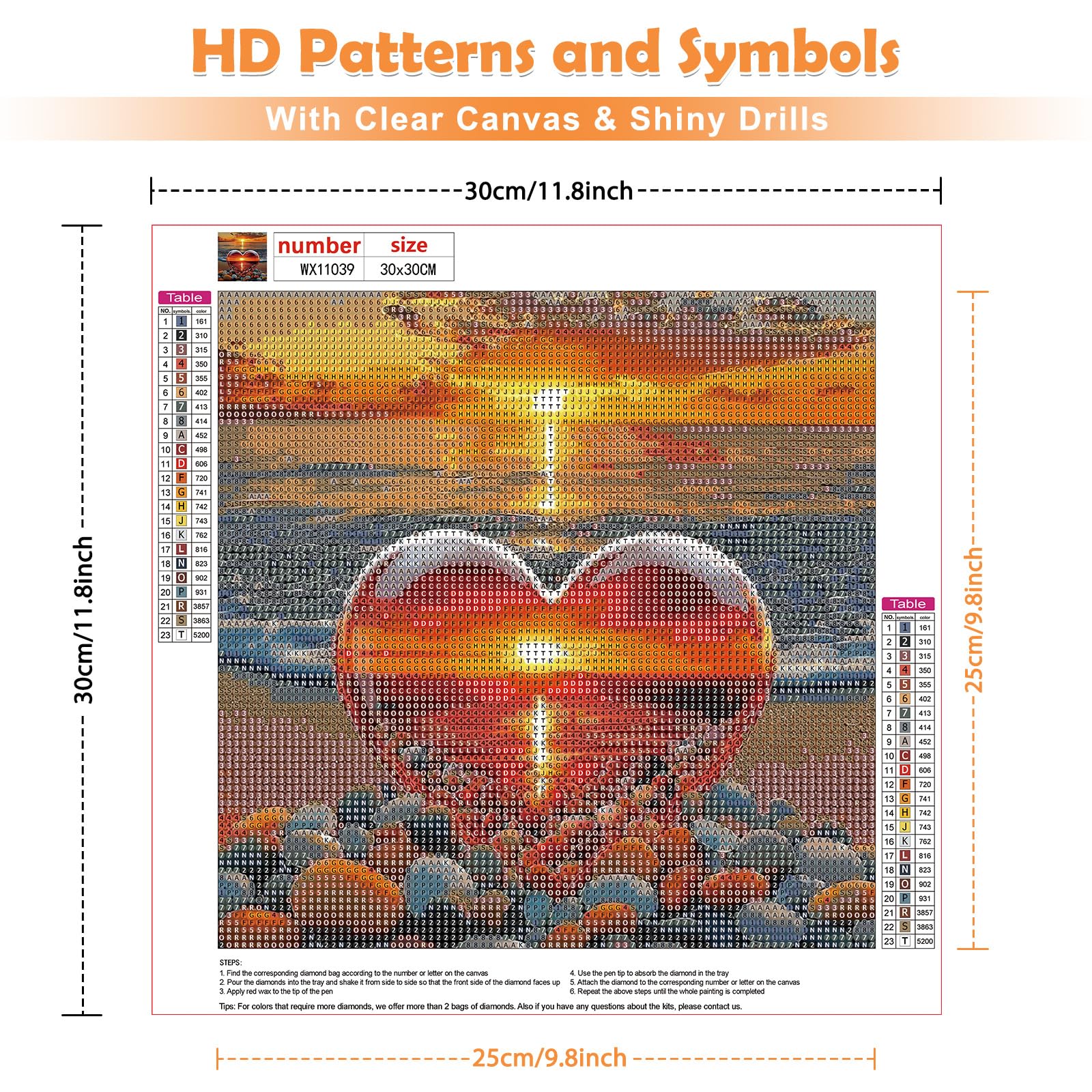 MOGTAA Heart Diamond Art Painting Kits for Adults Sunset DIY 5D Diamond Painting Kits for Adults Beginners Full Round Drill Diamond Dots Crystal Craft Kits for Home Decor Gifts 30x30 cm - Image 2
