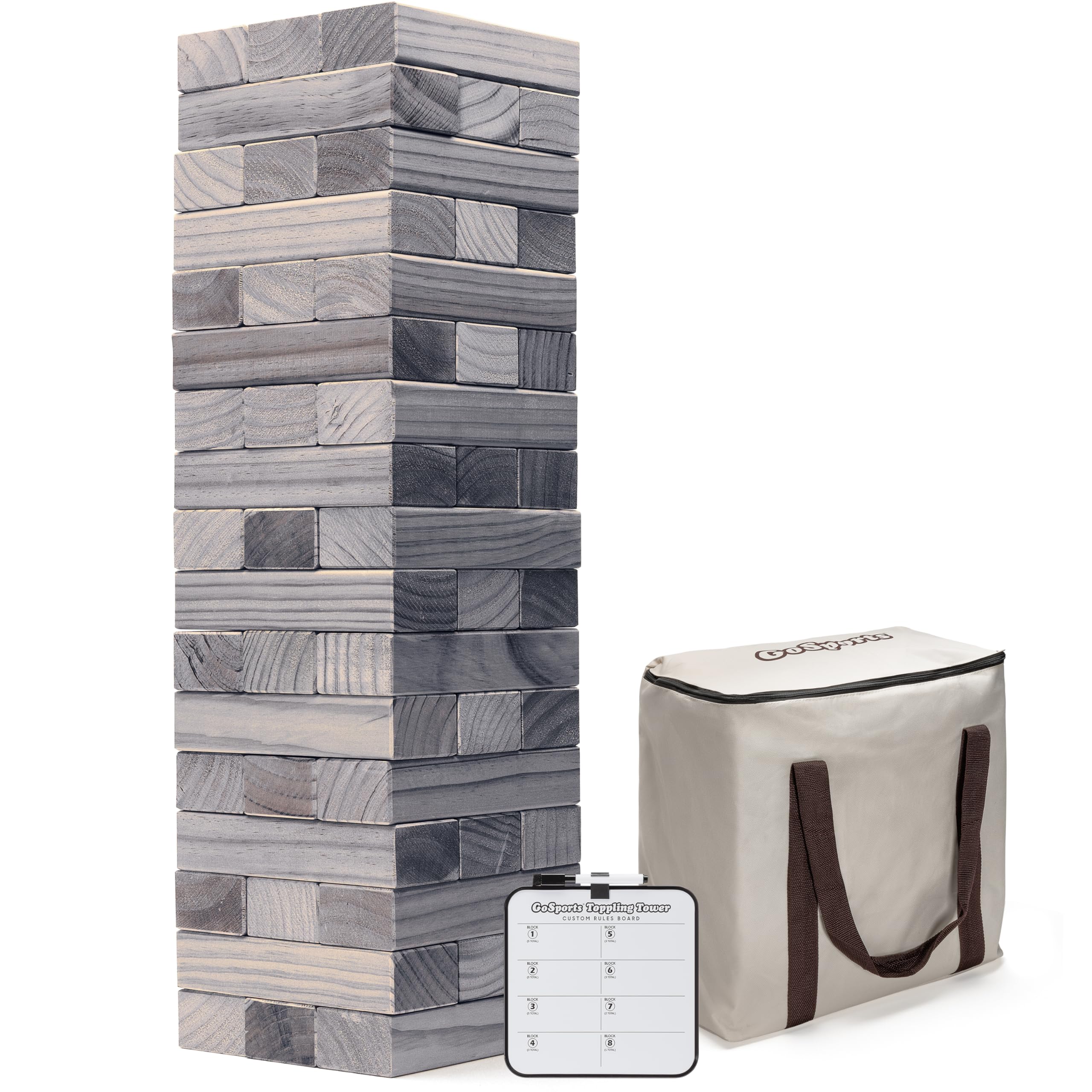 GoSports Giant Wooden Outdoor Stacking Game – Large Toppling Tower with Case
