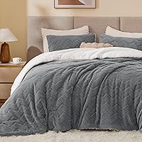 Vista 2 de BEDELITE Fluffy King Size Comforter Set - Super Soft Sherpa Grey Comforter for King Size Bed, Luxury Warm Bedding Set for Winter, Fuzzy Bed Set 3
