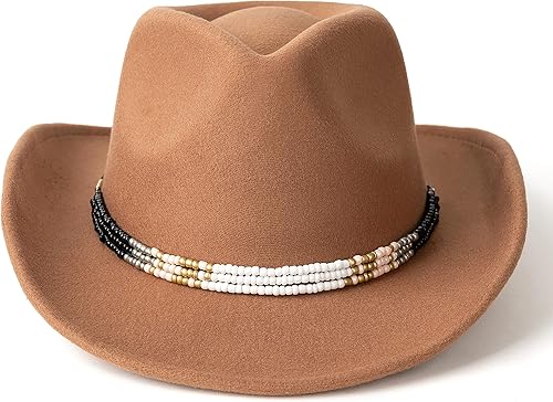 Lisianthus Sombrero de vaquera para hombres y mujeres, estilo occidental, sombrero de fieltro para exteriores con hebilla de cinturón