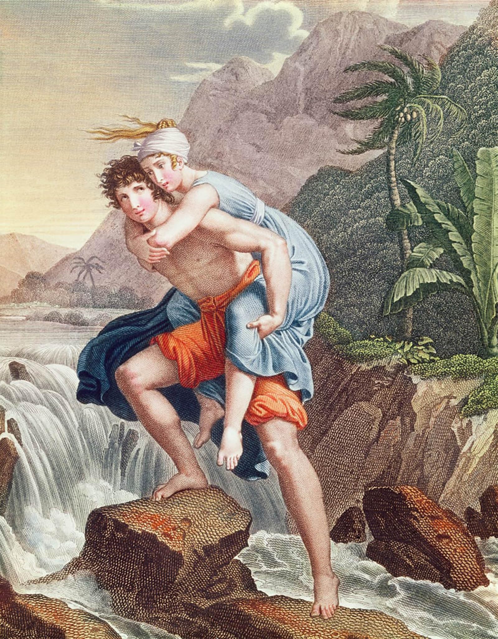 ARTXLXXBN Famous Painting Canvas Artwork Graffiti Print Paul Carrying Virginie Across the River by Pascal Simon Gerard Portrait Canvas Image for Home Decor 60x90cm