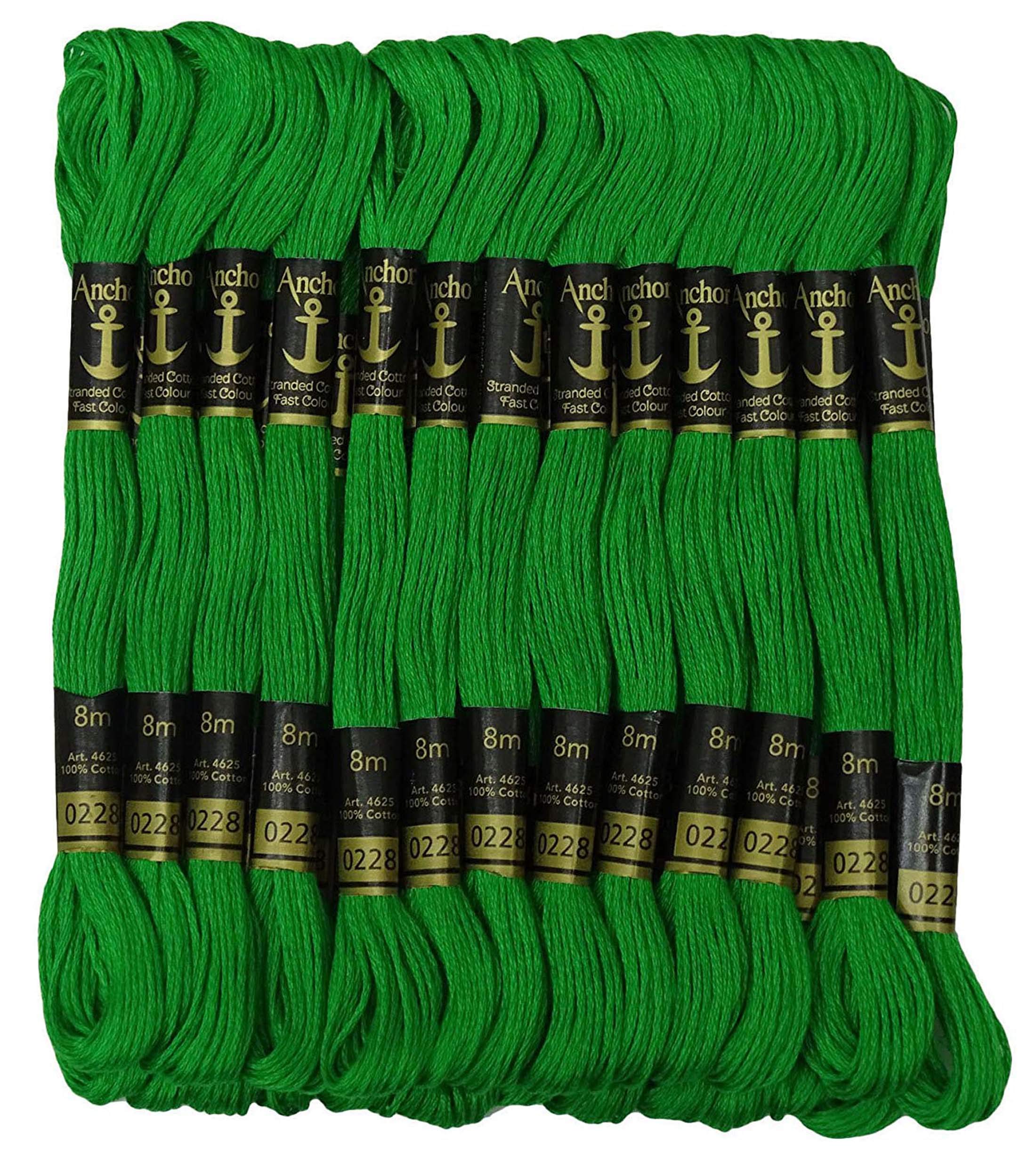 PRANSUNITA Anchor Stranded Cotton 6 Strand Cross-Stitch Hand Embroidery Stranded Cotton Craft Sewing Floss Thread, Pack of 10 (Dark Green)-image-19