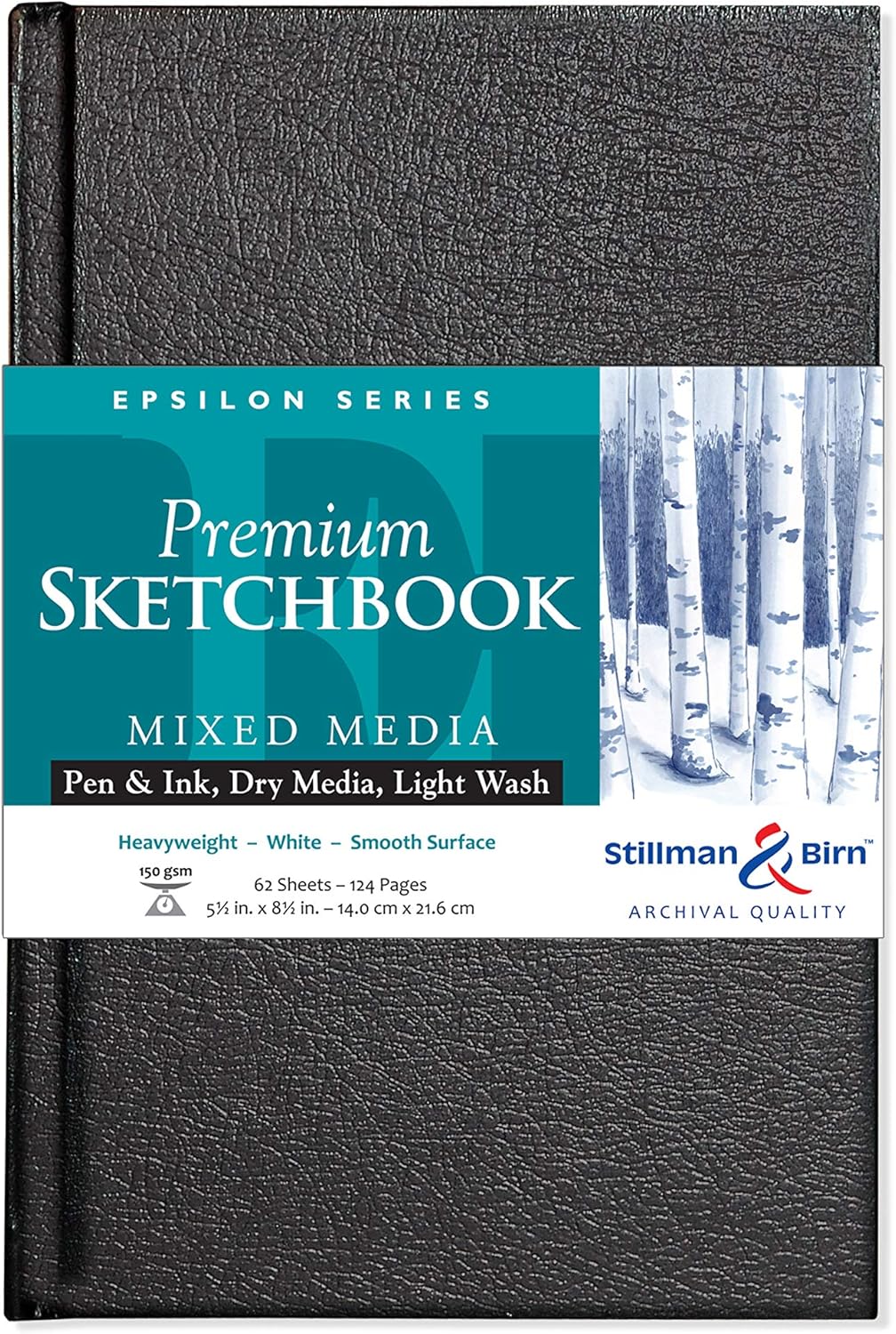 Stillman & Birn Epsilon Series Hardbound Sketchbook, 5.5" x 8.5", 150 gsm (Heavyweight), White Paper, Smooth Surface