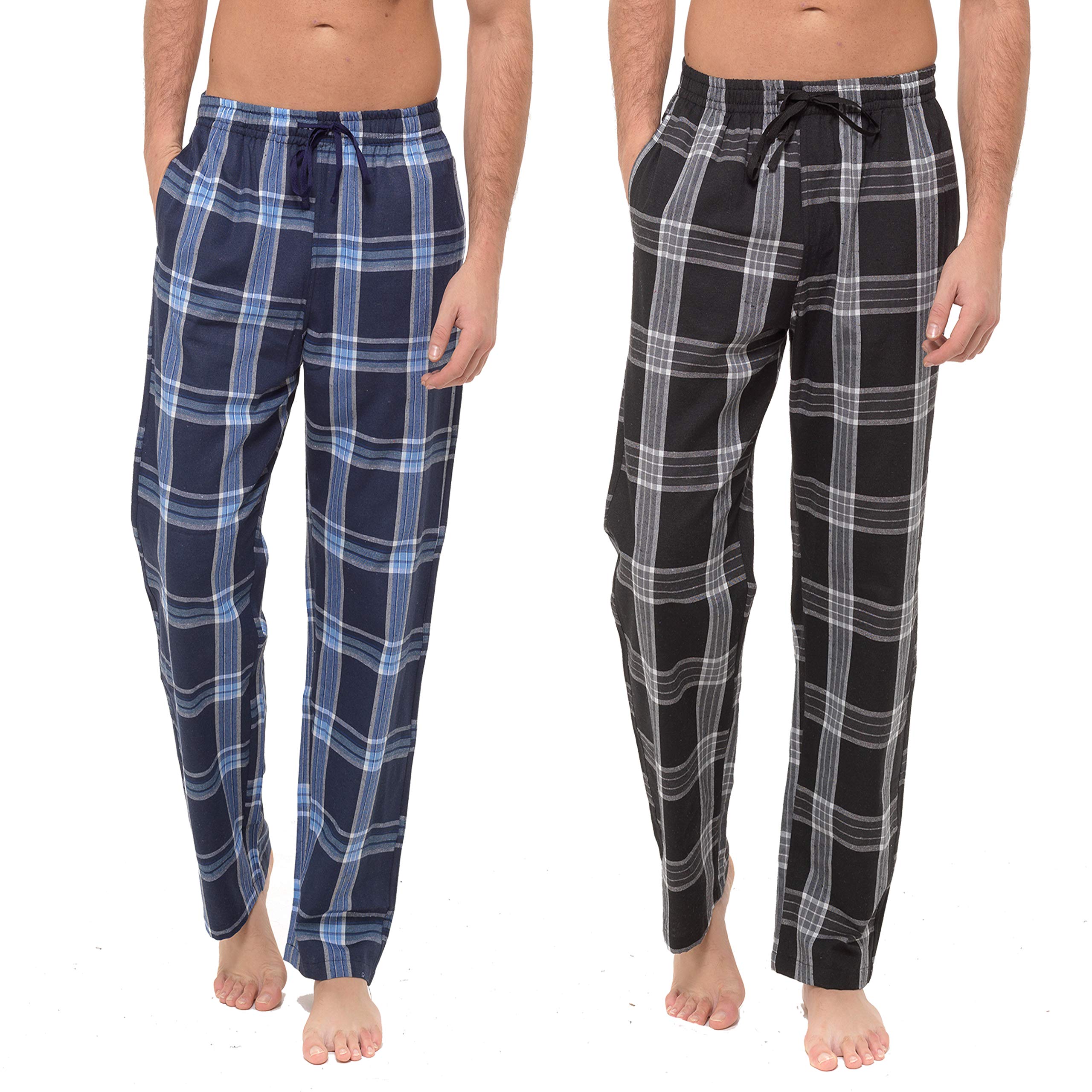INSIGNIAMens Poly Cotton Pyjamas Lounge Pants Bottoms Check (2 PACK)